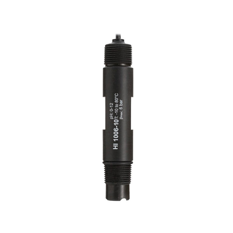 Hanna Instruments HI-1006-1007 Industrial Flat Tip pH Electrode, PTFE junction, low temperature