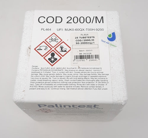 Palintest COD/2000/M 0-2000 mg/L O2 Tubetest