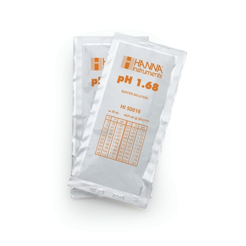 Hanna Instruments HI-50016-02 pH 1.68 Technical Buffer Solution, 25 x 20ml sachets & certificate
