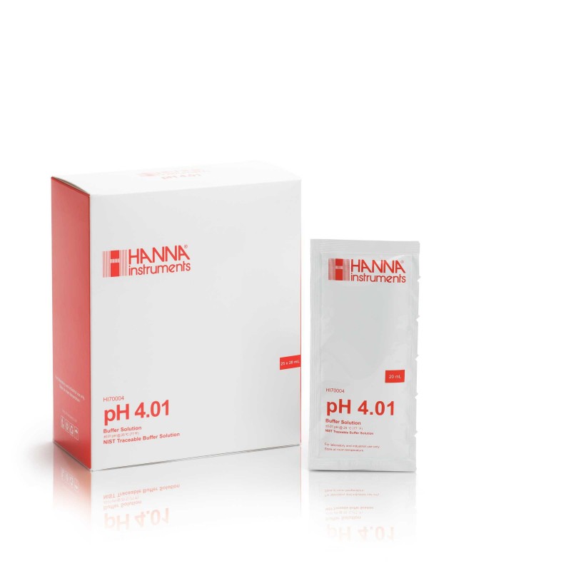 Hanna Instruments-70004P pH 4.01 Buffer Sachets, 25 x 20 mL sachets