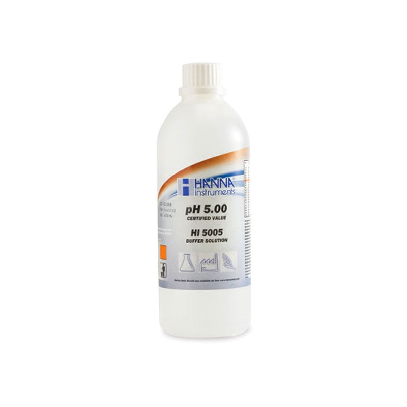 Hanna Instruments HI-5005 pH 5.00 Technical Buffer Solution, 500ml, +/- 0.01 pH, box & certificate