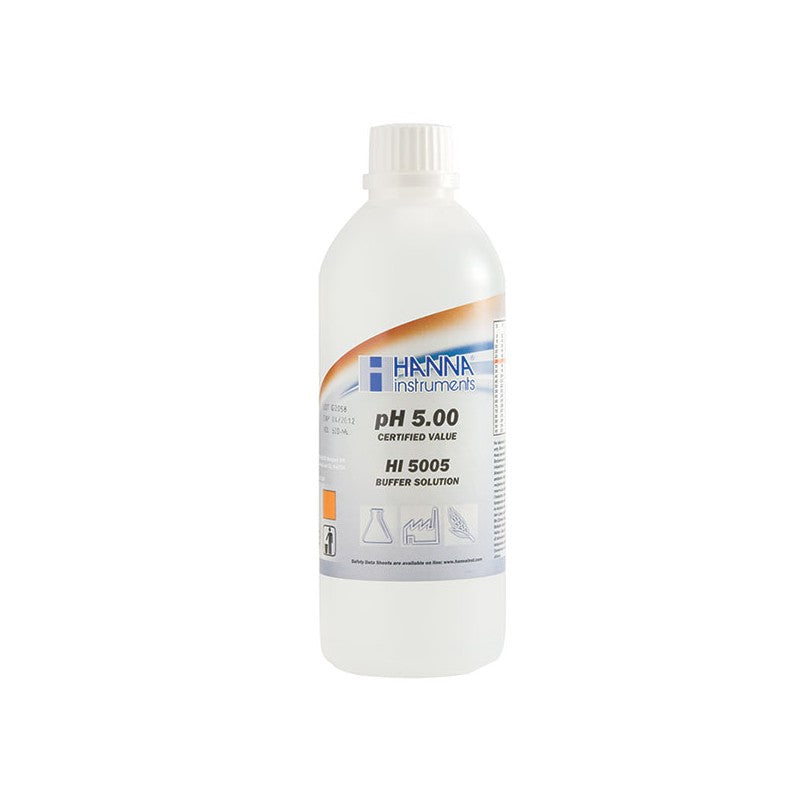 Hanna Instruments HI-5005-01 pH 5.00 Technical Buffer Solution, 1 Litre, +/- 0.01 pH, box & certificate