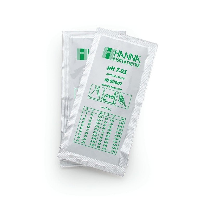 Hanna Instruments HI-50007-02 pH 7.01 Technical Buffer Solution, 25 x 20ml Sachets + / - 0.01 pH & cert
