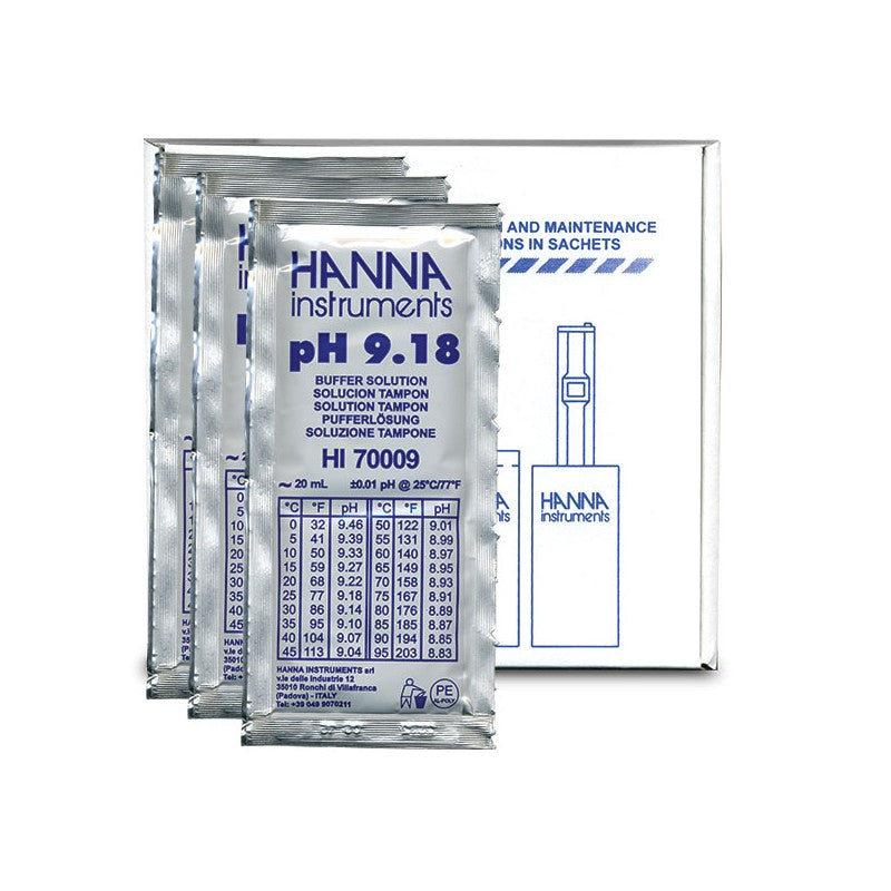 Hanna Instruments HI-70009P pH 9.18 Buffer Sachets, 25 x 20 mL sachets