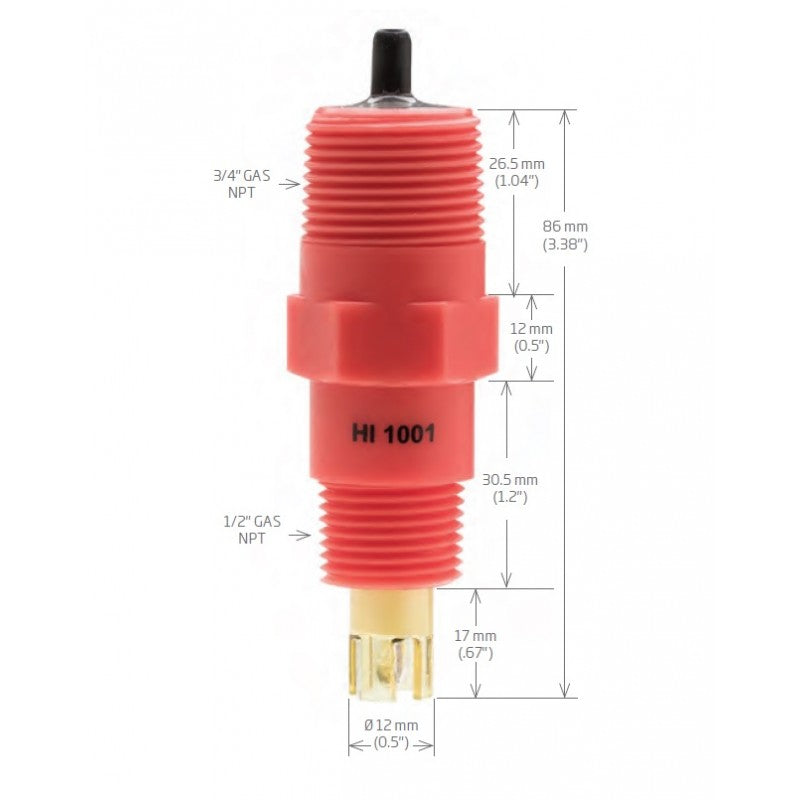 Hanna Instruments HI-1001 pH Electrodes for Continuous Flow-through Monitoring