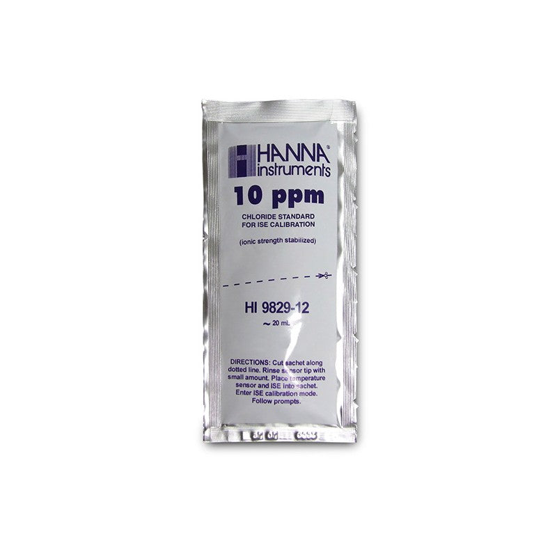 Hanna Instruments HI-9829-12 10 ppm standard sachet for HI 7609829-11 chloride ISE, 20 mL (25