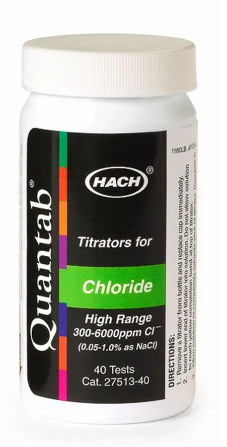 HACH Test Strips For Chloride High Range 300-6000 ppm Pack of 40