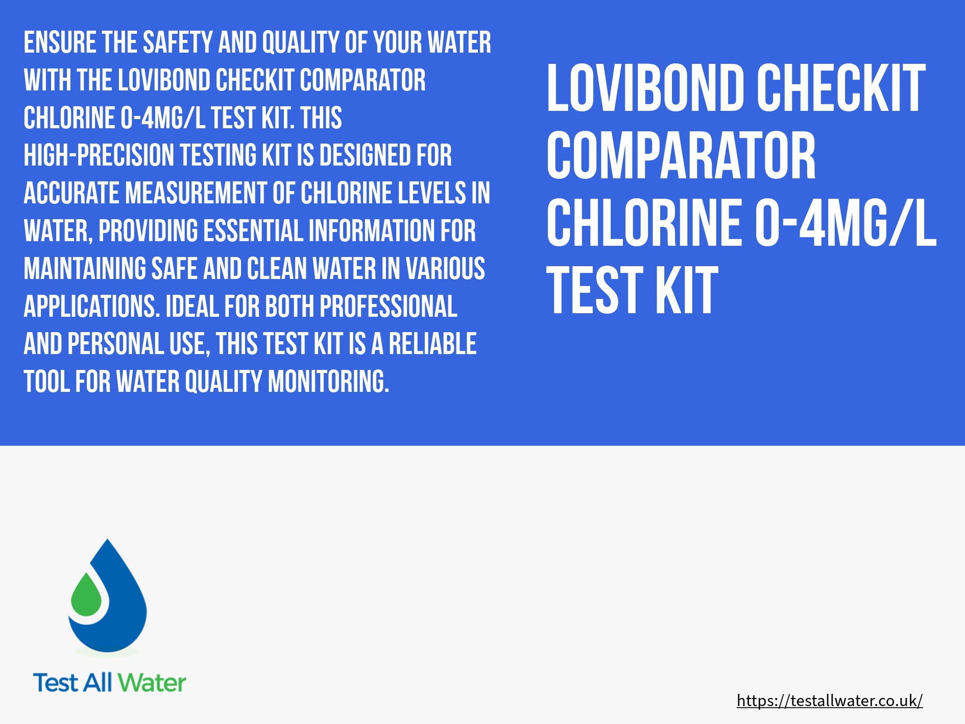 Lovibond Checkit Comparator Chlorine 0-4 mg/l Test Kit