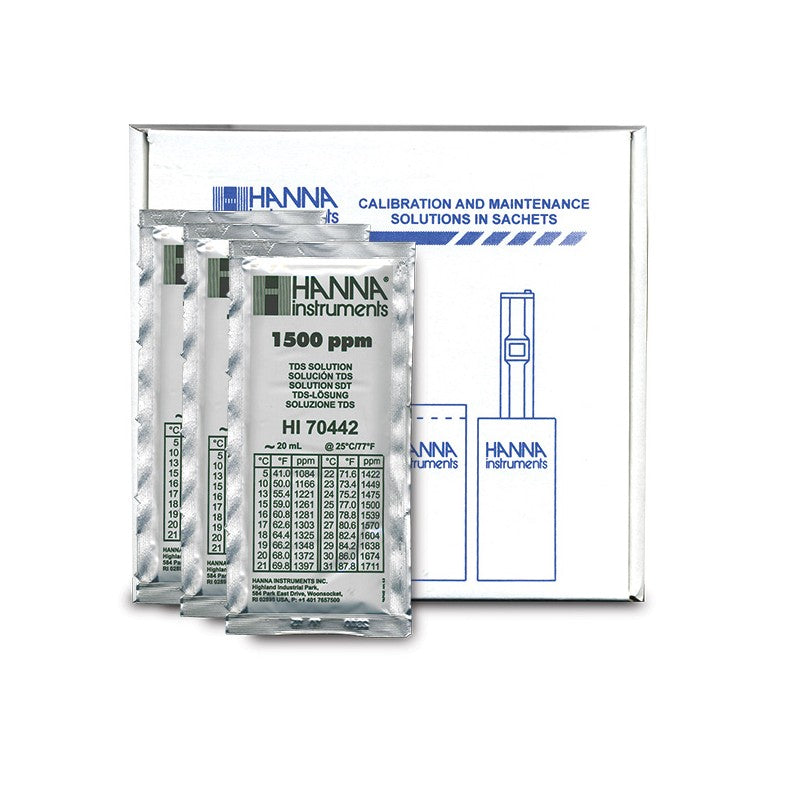 Hanna Instruments-70442P 1500 mg/L (ppm) TDS Calibration Solution, x25 sachets