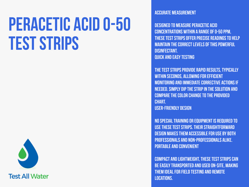 Peracetic Acid 0-50 Test Strips