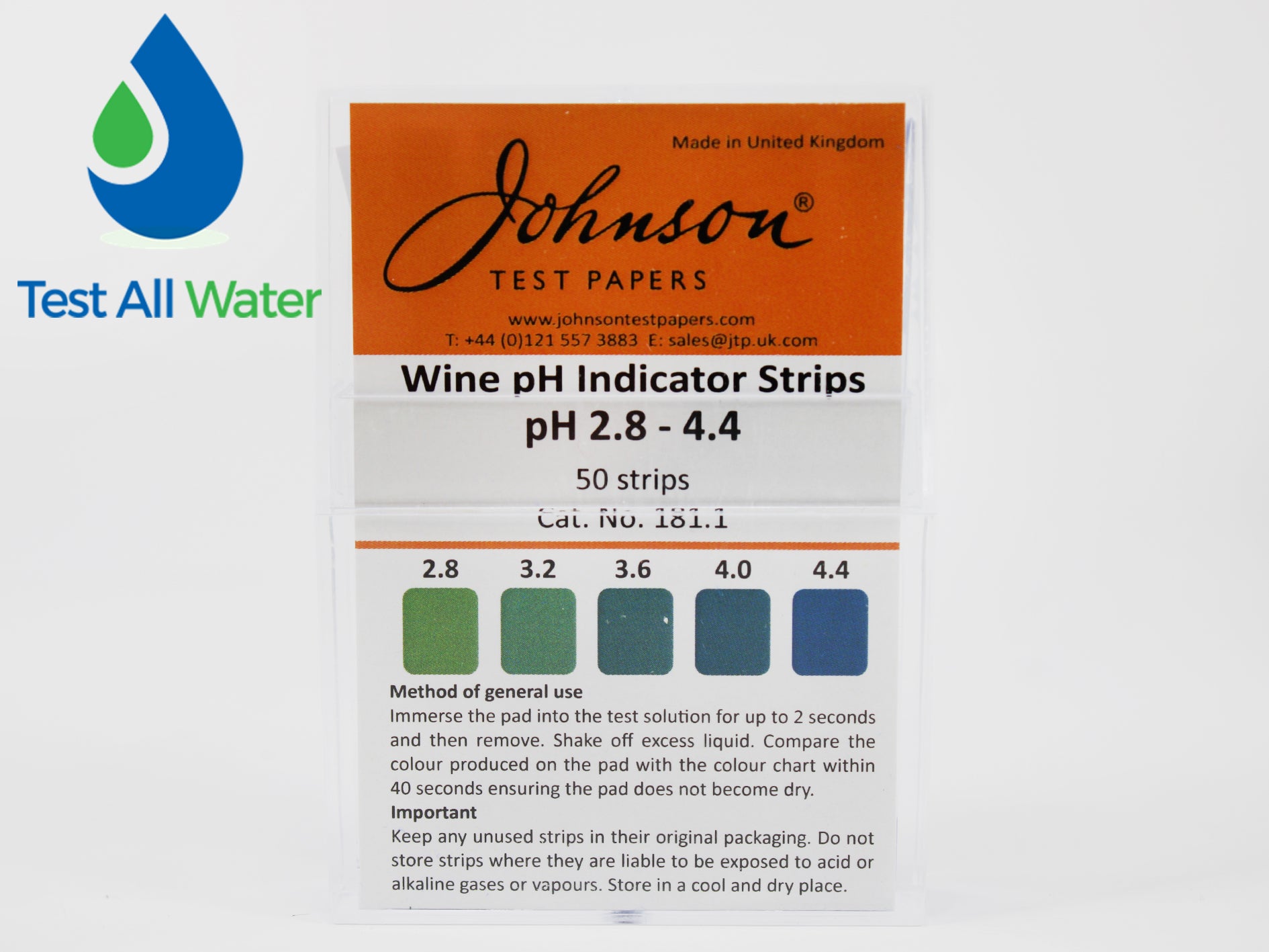 Johnson's Wine pH Indicator Strips (pH 2.8 - 4.4)