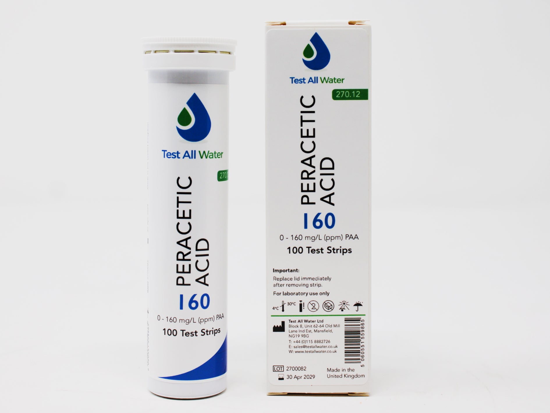 Peracetic Acid 0 - 160 Test Strips Test All Water