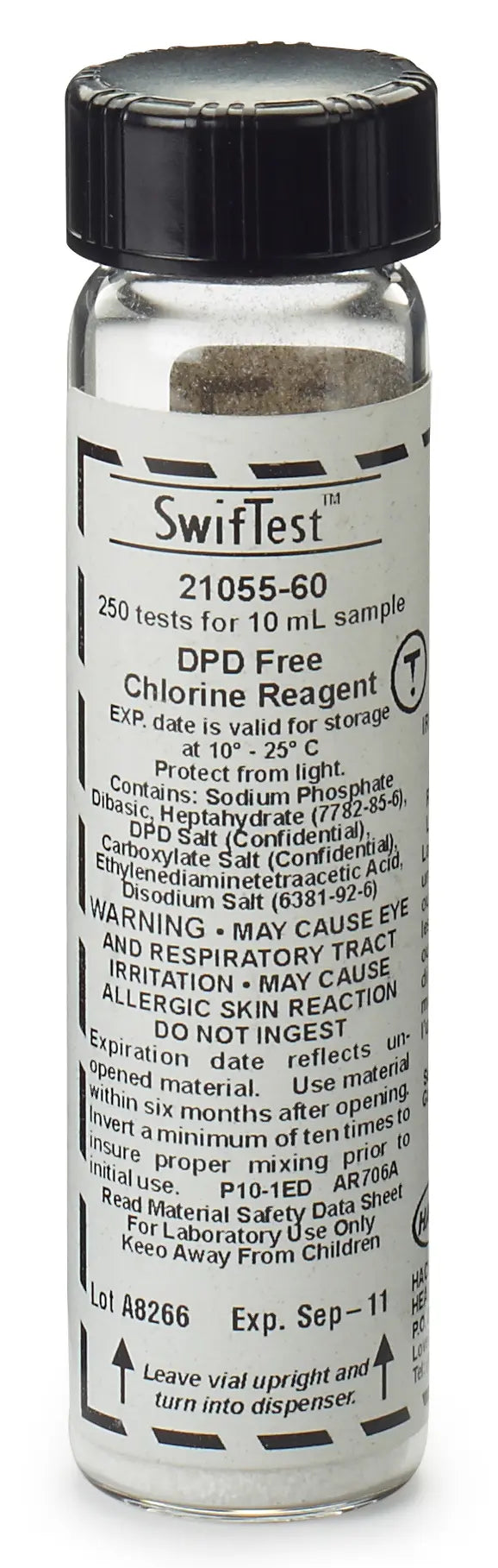 HACH DPD Free Chlorine Reagent, SwifTest™ Dispenser Refill Vial, 250 Tests