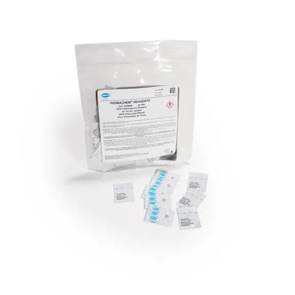HACH Chlorine, total, Reagent Powder Pillows, 100/pk, 10 mL