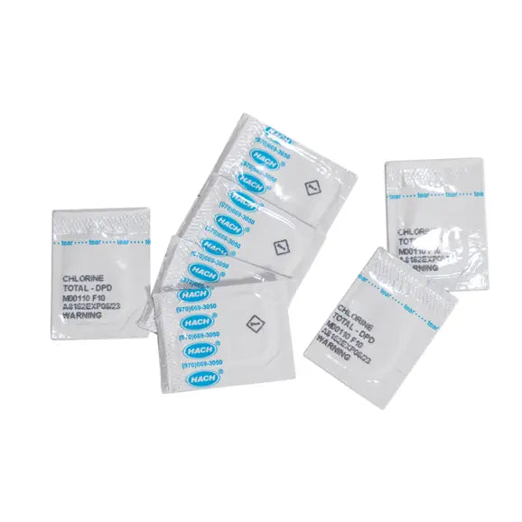 HACH Chlorine, total, Reagent Powder Pillows, 100/pk, 10 mL