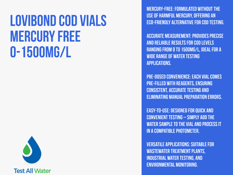 Lovibond COD Vials Mercury Free 0-1500mg/l