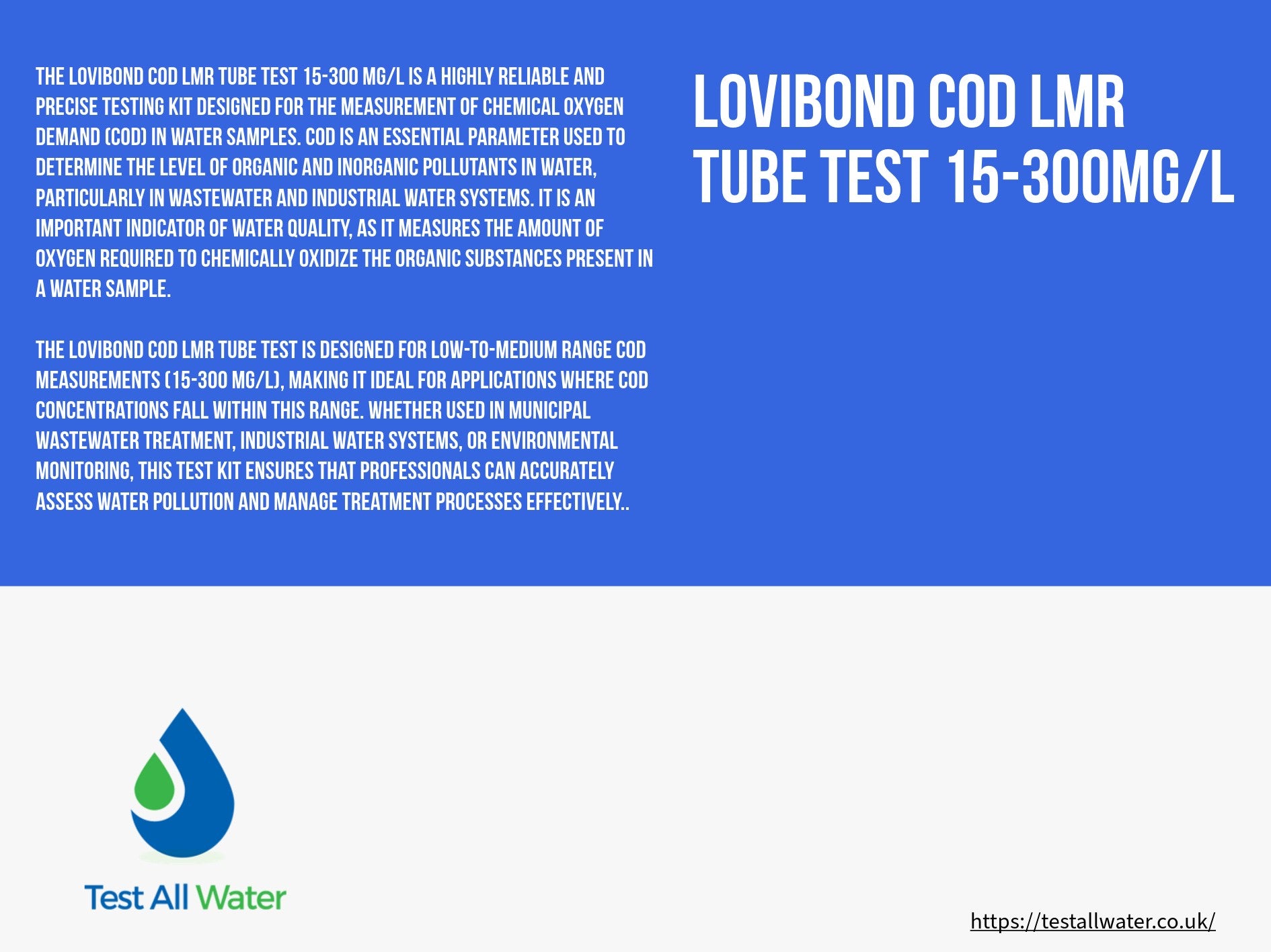 Lovibond COD LMR Tube Test 15-300mg/l