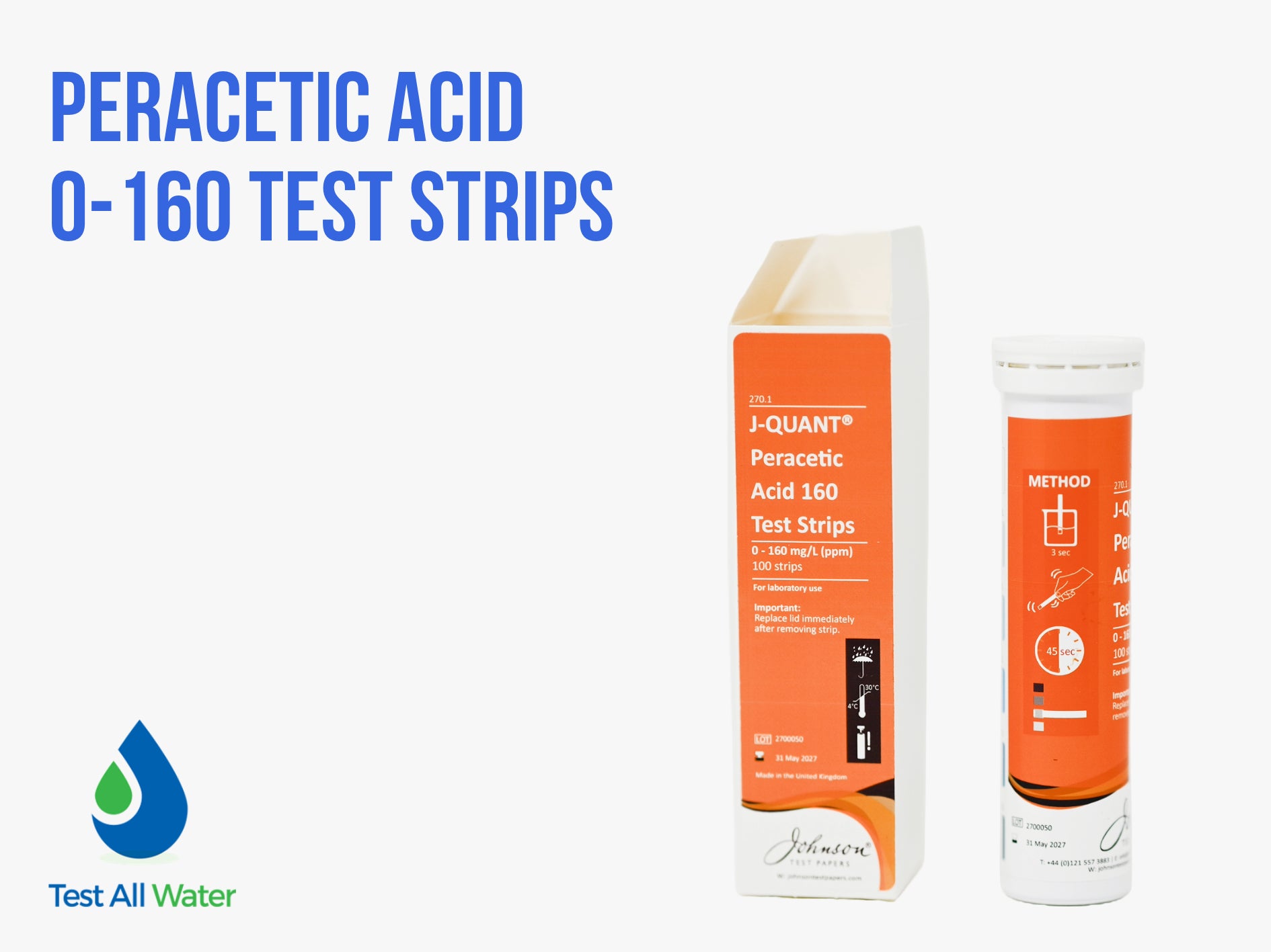 Peracetic Acid 0 - 160 Test Strips
