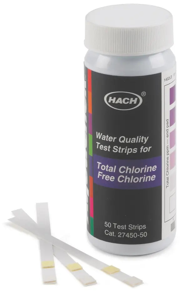 HACH Free and total chlorine test strips, 0 - 10 mg/L, 50 tests