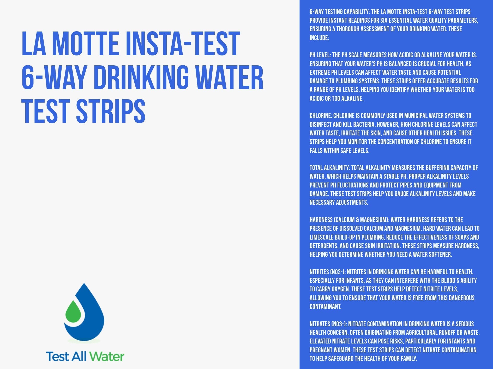 La Motte Insta-Test 6-Way Drinking Water Test Strips Expired 04/26