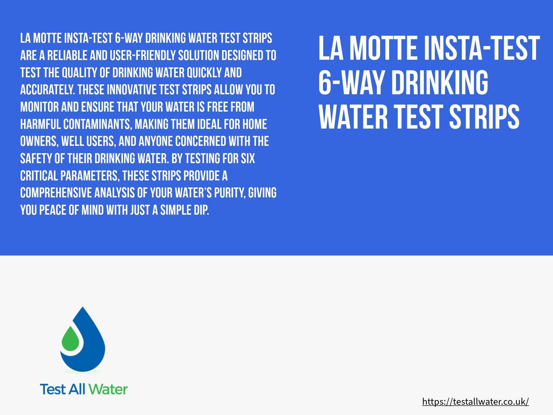 La Motte Insta-Test 6-Way Drinking Water Test Strips Expired 04/26