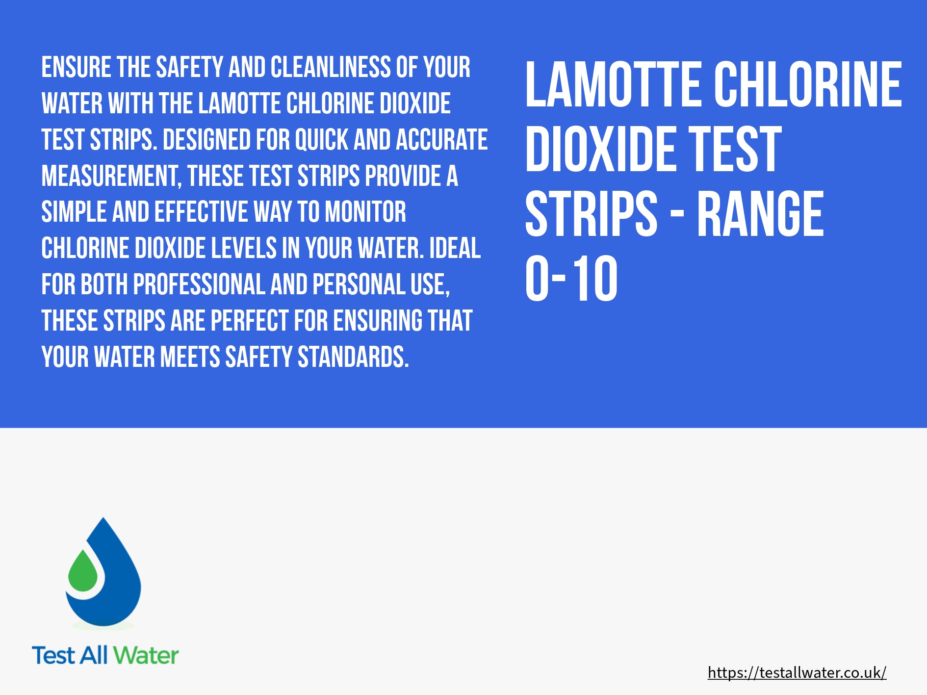 LaMotte Chlorine Dioxide Test Strips - Range 0-10