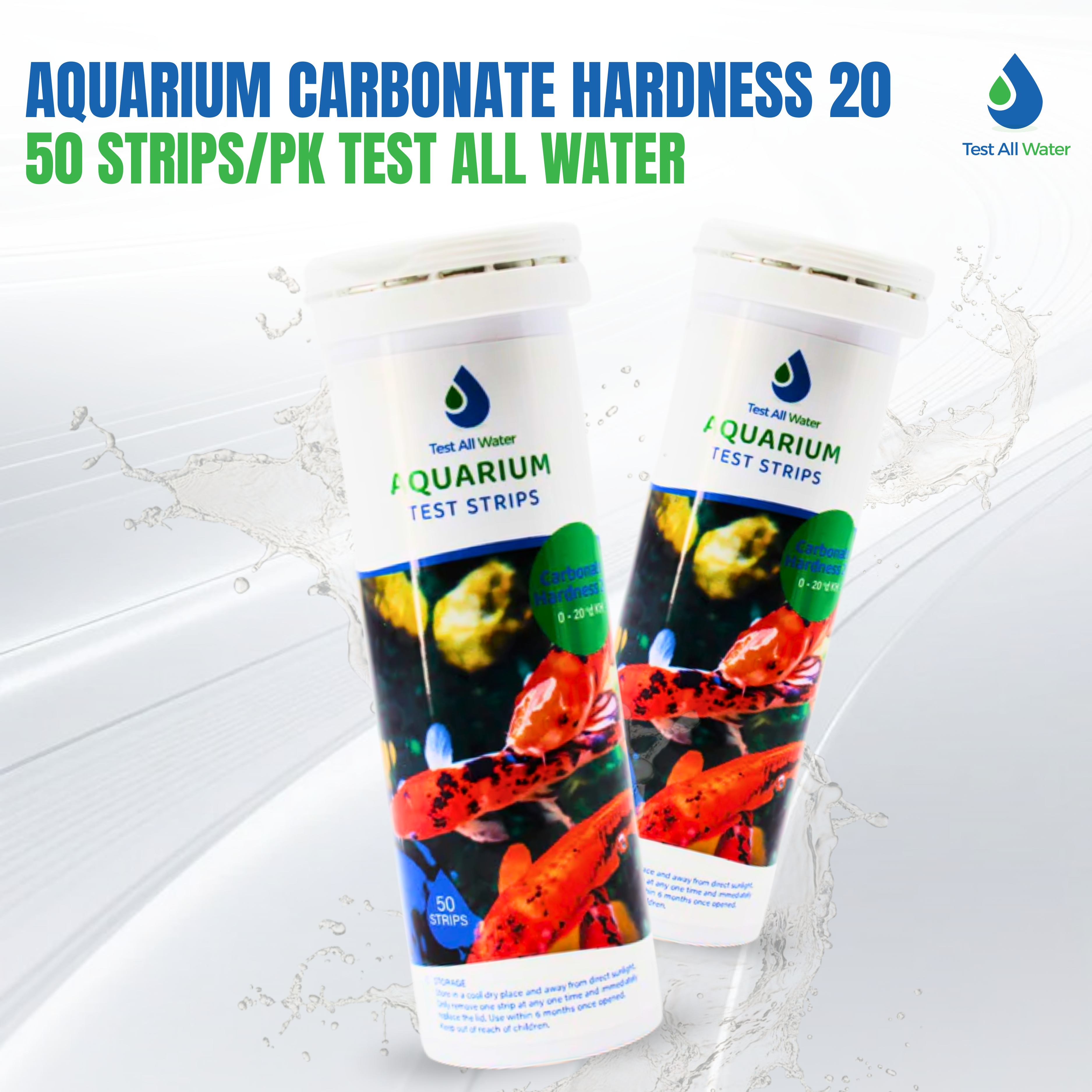 Aquarium Carbonate Hardness 20, 50 strips/pk Test All Water