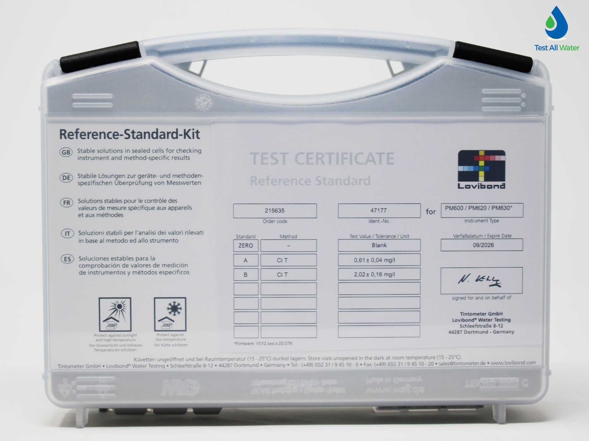 Lovibond Reference Standard Kit Chlorine - 0.5 and 2.0 mg/l (MD/PM 600 series)