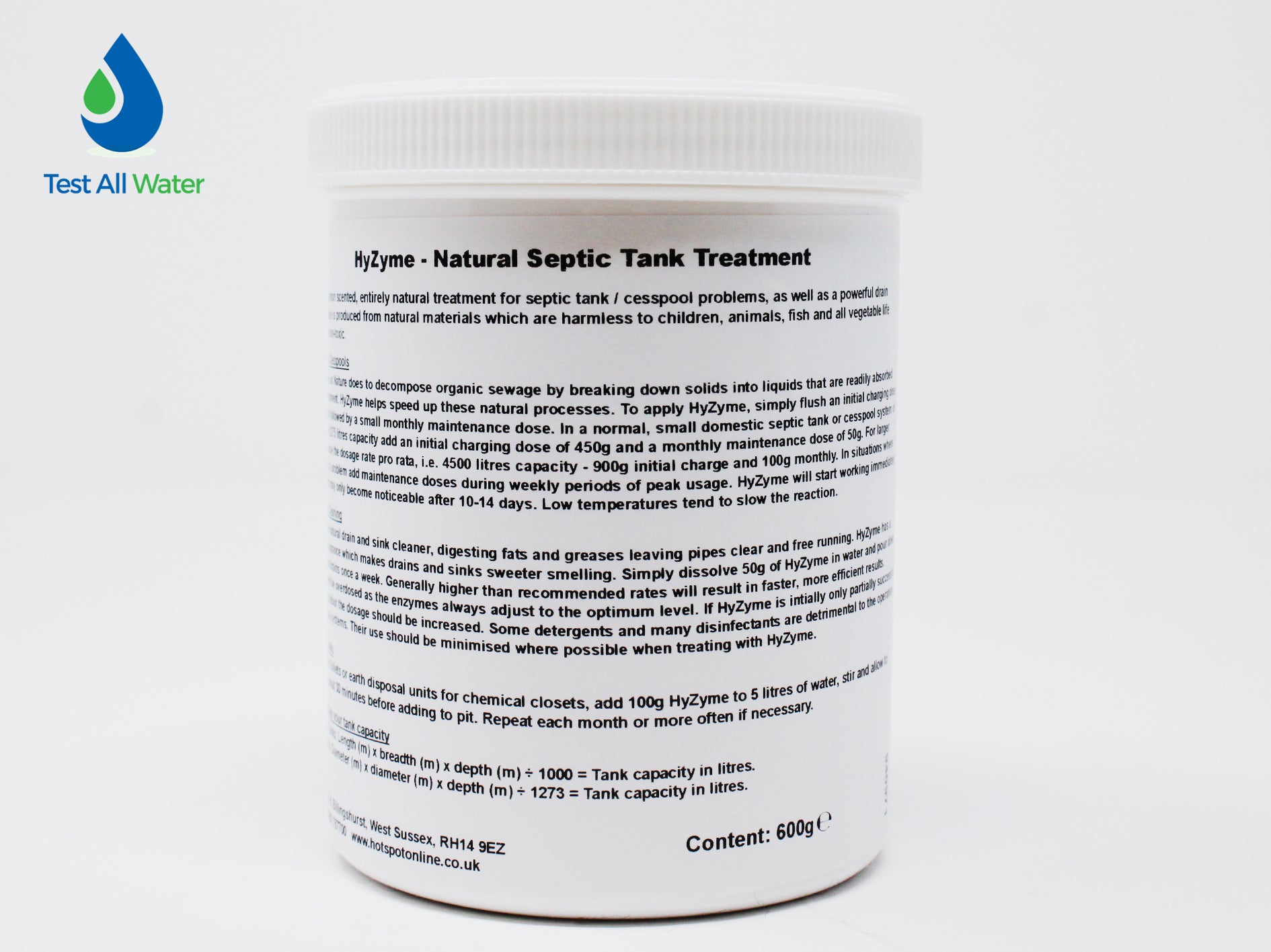 Hyzyme Natural Septic Tank Treatment 600g