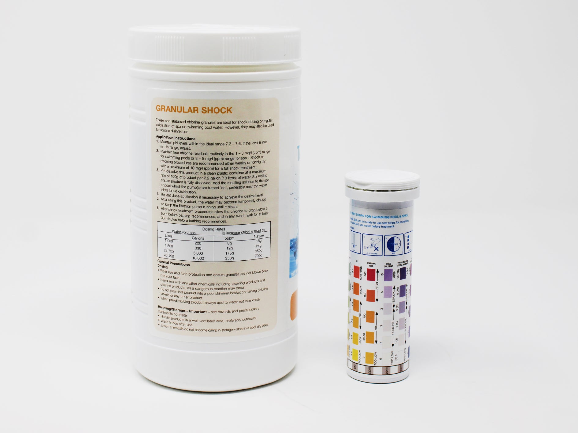 Test All Water Chlorine Granular Shock With 6 in 1 Water Testing Strips