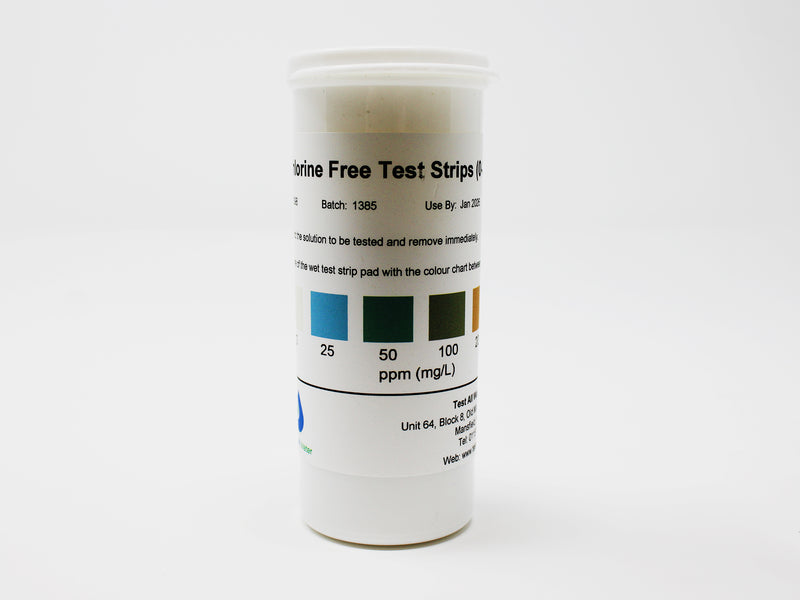 Chlorine Free Test Strips [Range 0 - 300ppm] (50Pk)