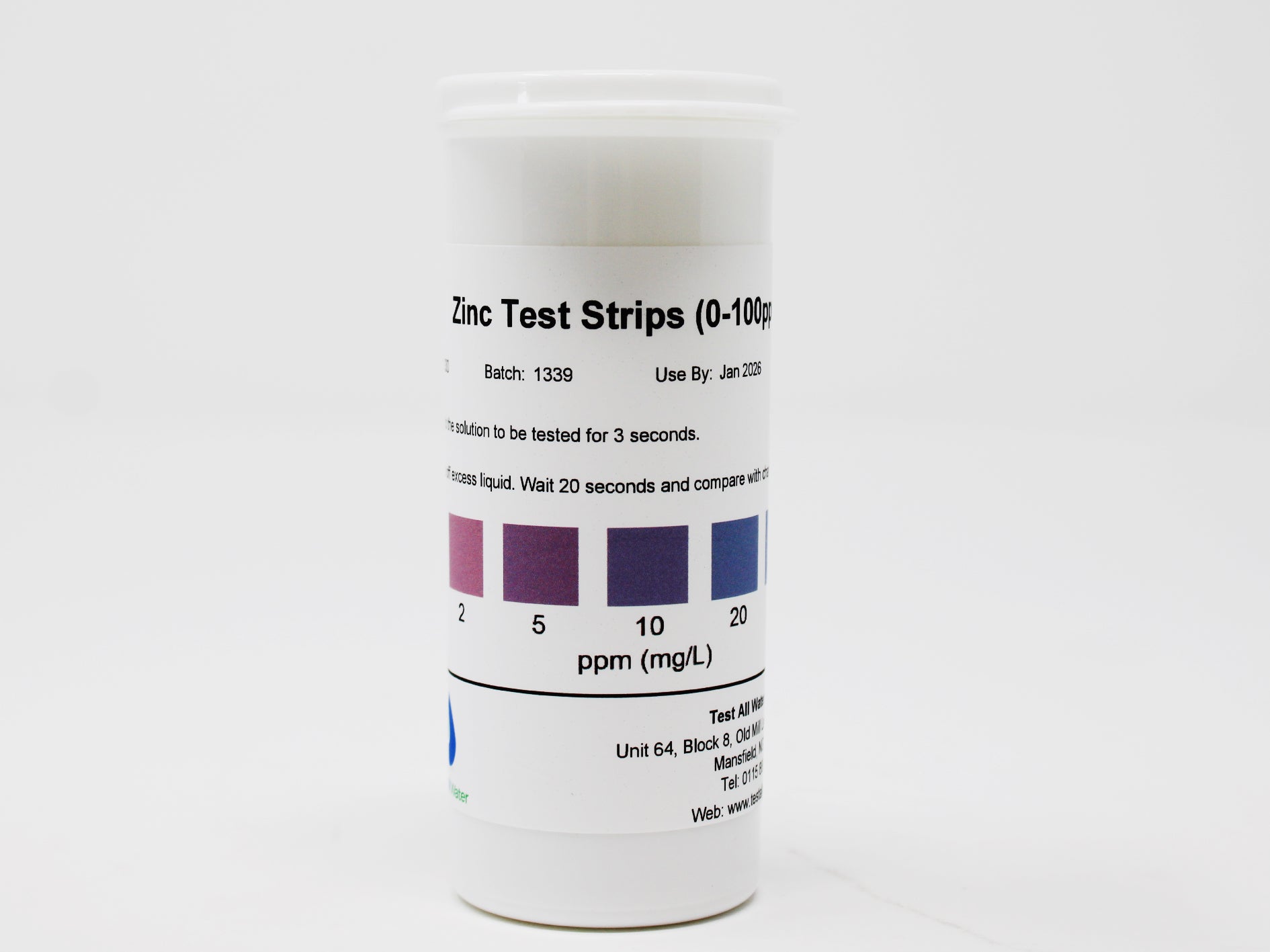 Zinc Test Strips [0-100ppm] (50Pk)