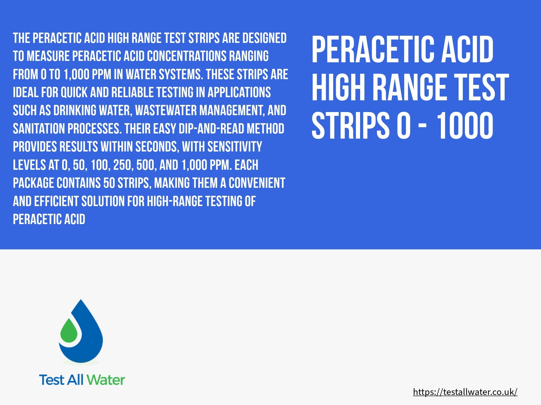 LaMotte Insta-Test Peracetic Acid High Range Test Strips 0 - 1000