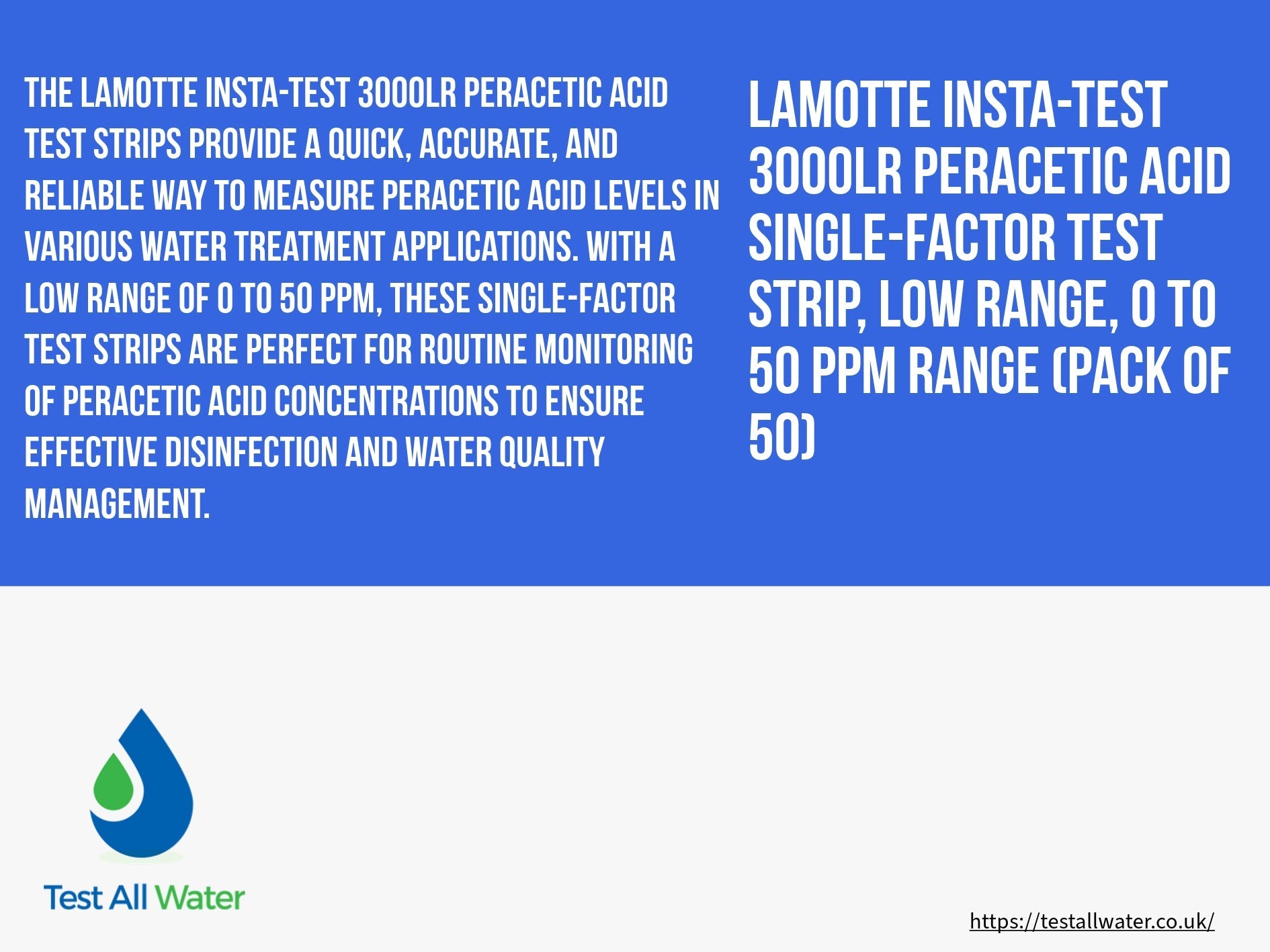 La Motte Peracetic Acid Test Strips - Low Range 0-50 Expired 06/26