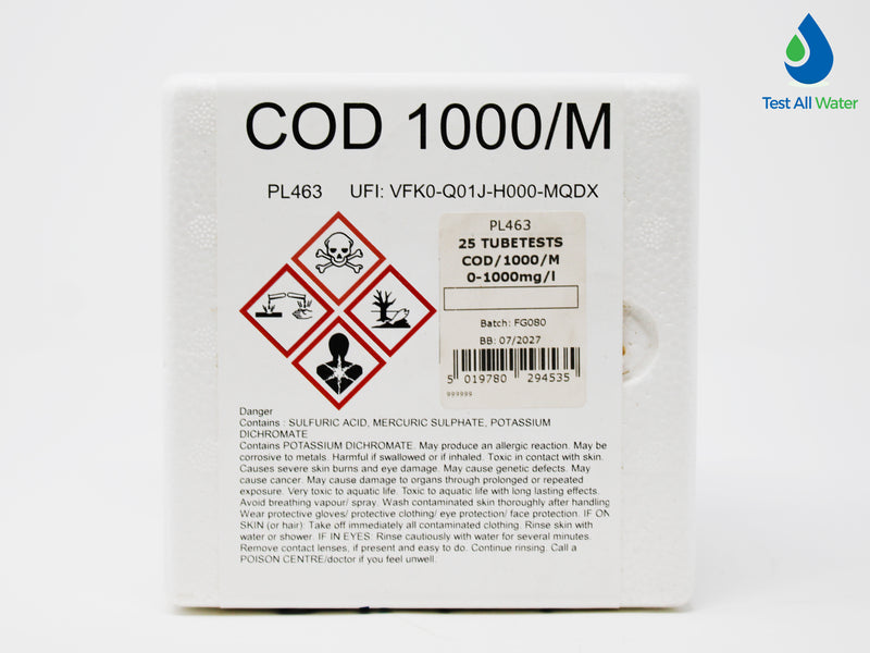 Palintest COD/1000/M 0-1000 mg/L O2 Tubetests