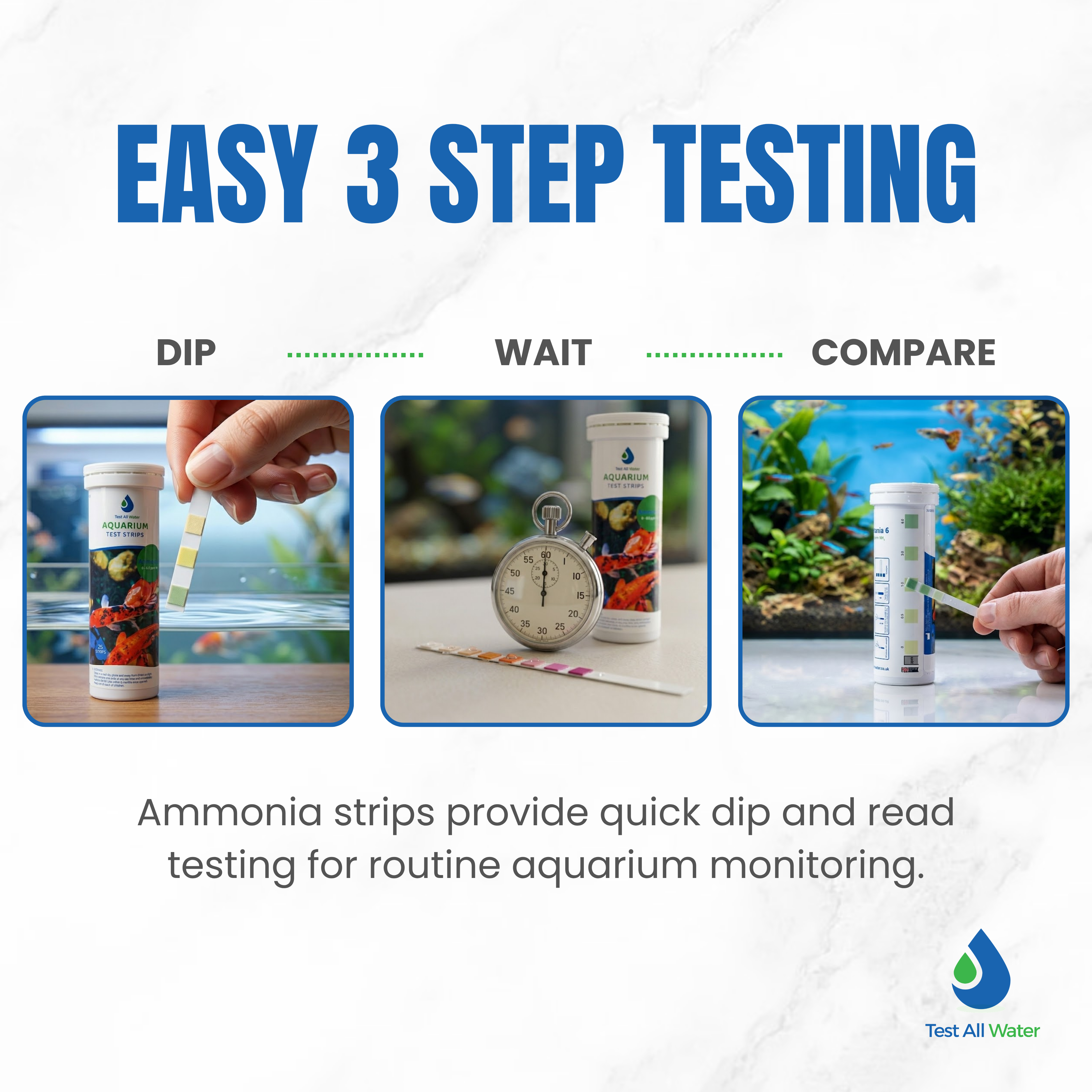 Aquarium Ammonia 6, 50 strips/pk Test All Water