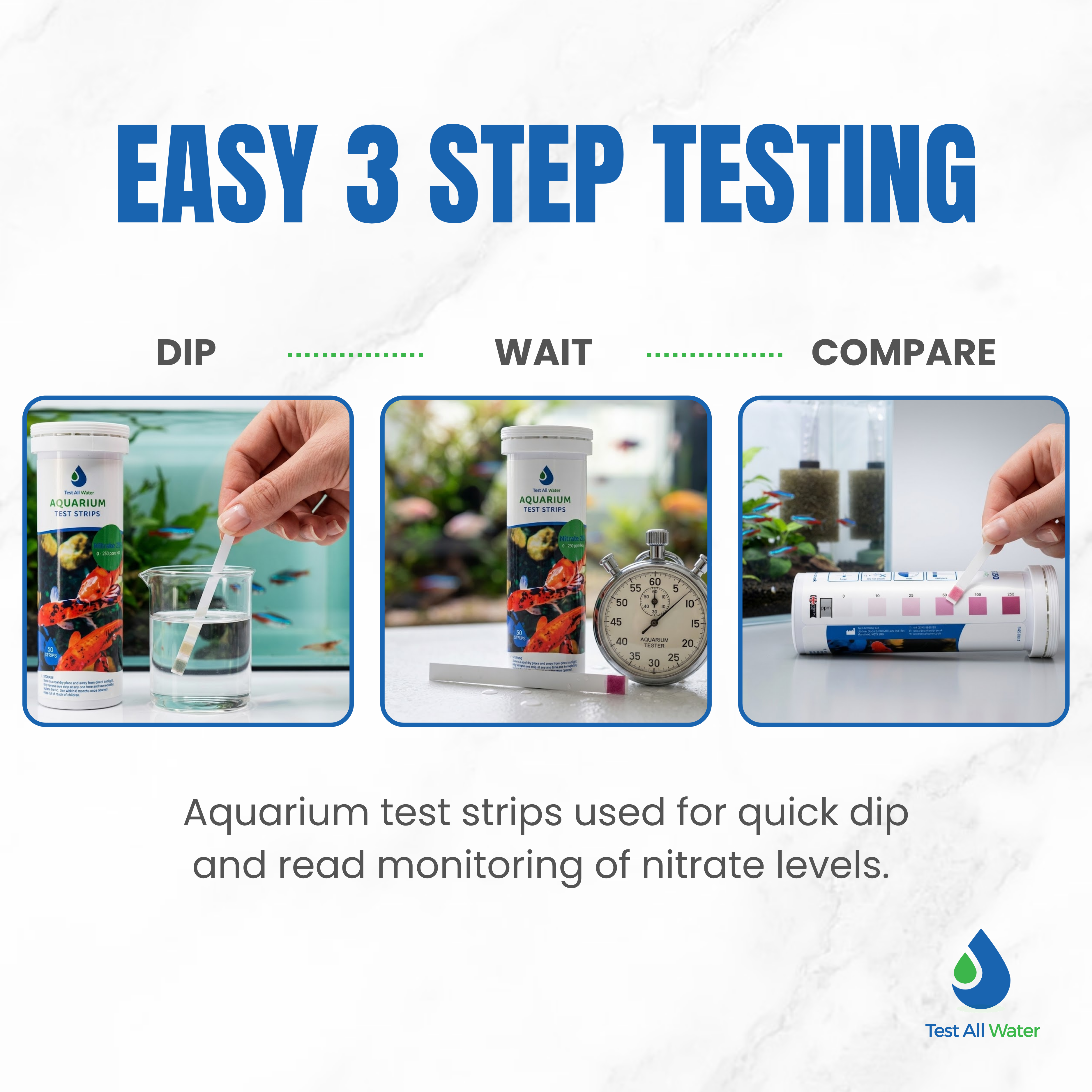 Aquarium Nitrate 250, 50 strips/pk Test All Water
