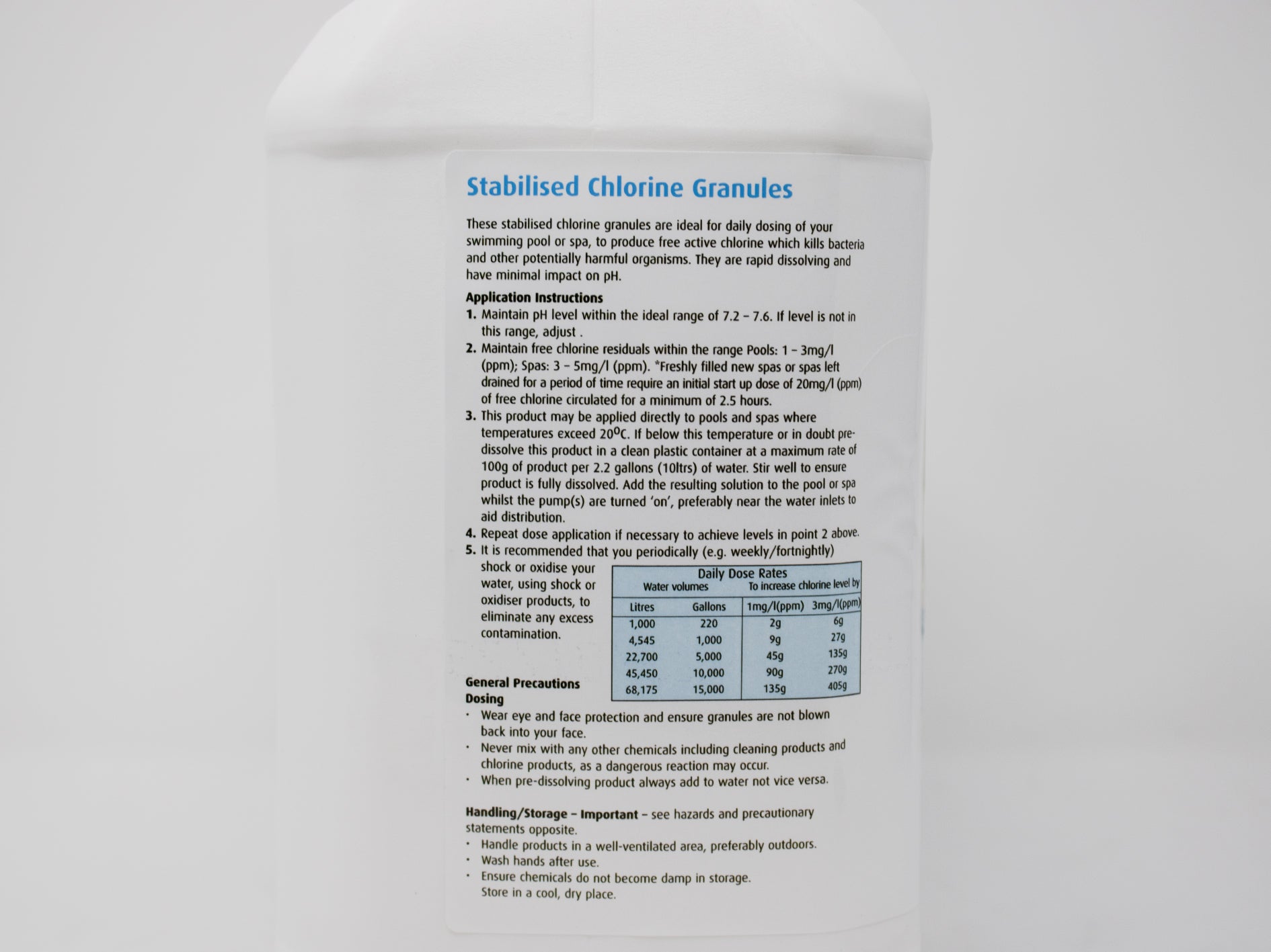 Stabilised Chlorine Granules