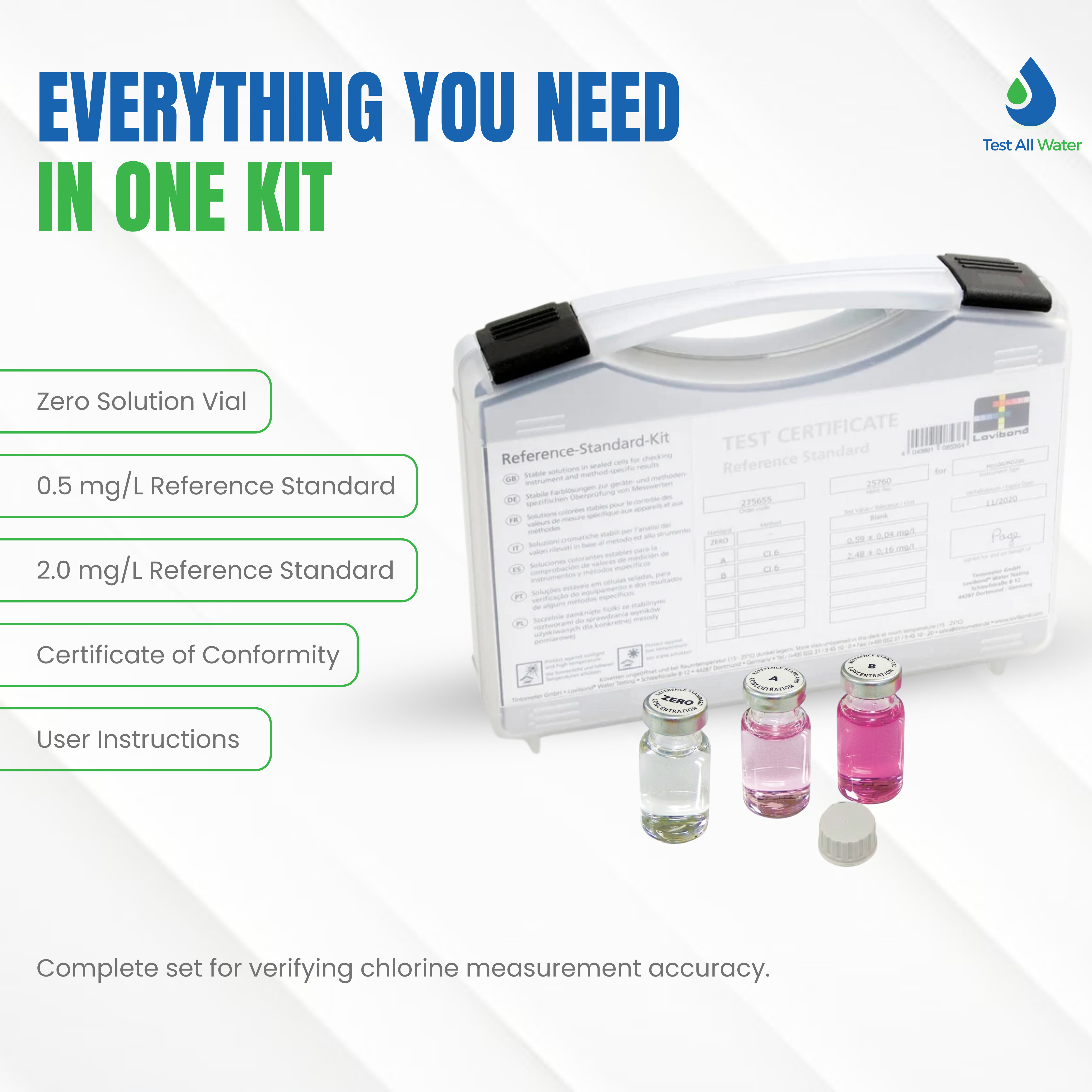 Lovibond Chlorine Standard set MD100, MD110, MD200
