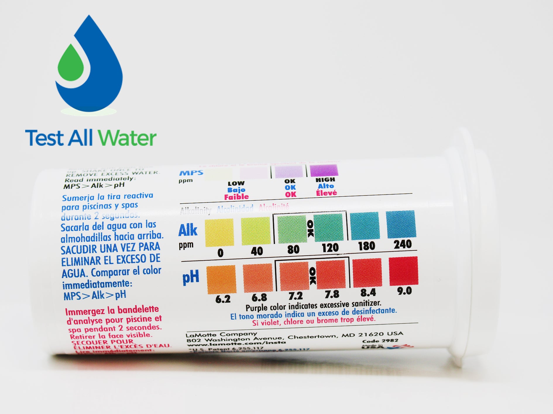 La Motte Insta-TEST® Monopersulfate (MPS), Alkalinity, pH Test Strips