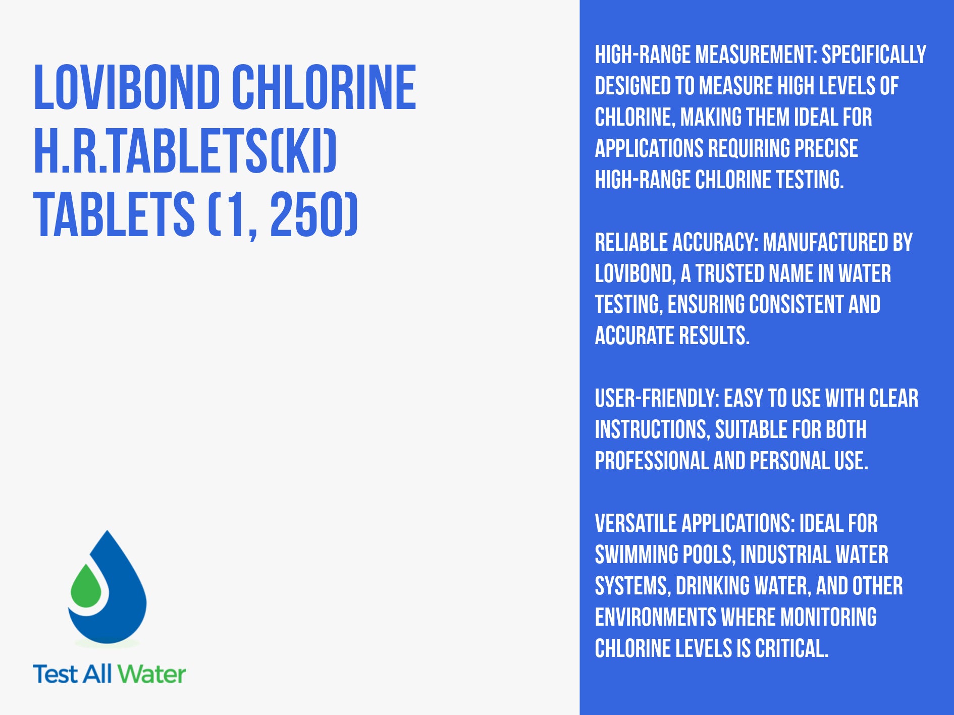 Lovibond Chlorine H.R.Tablets(KI) Tablets