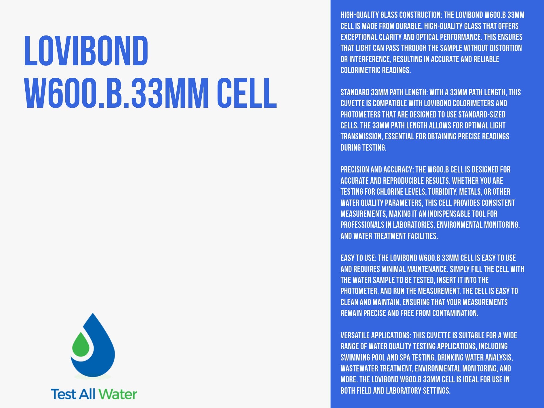 Lovibond W600.B.33mm Cell