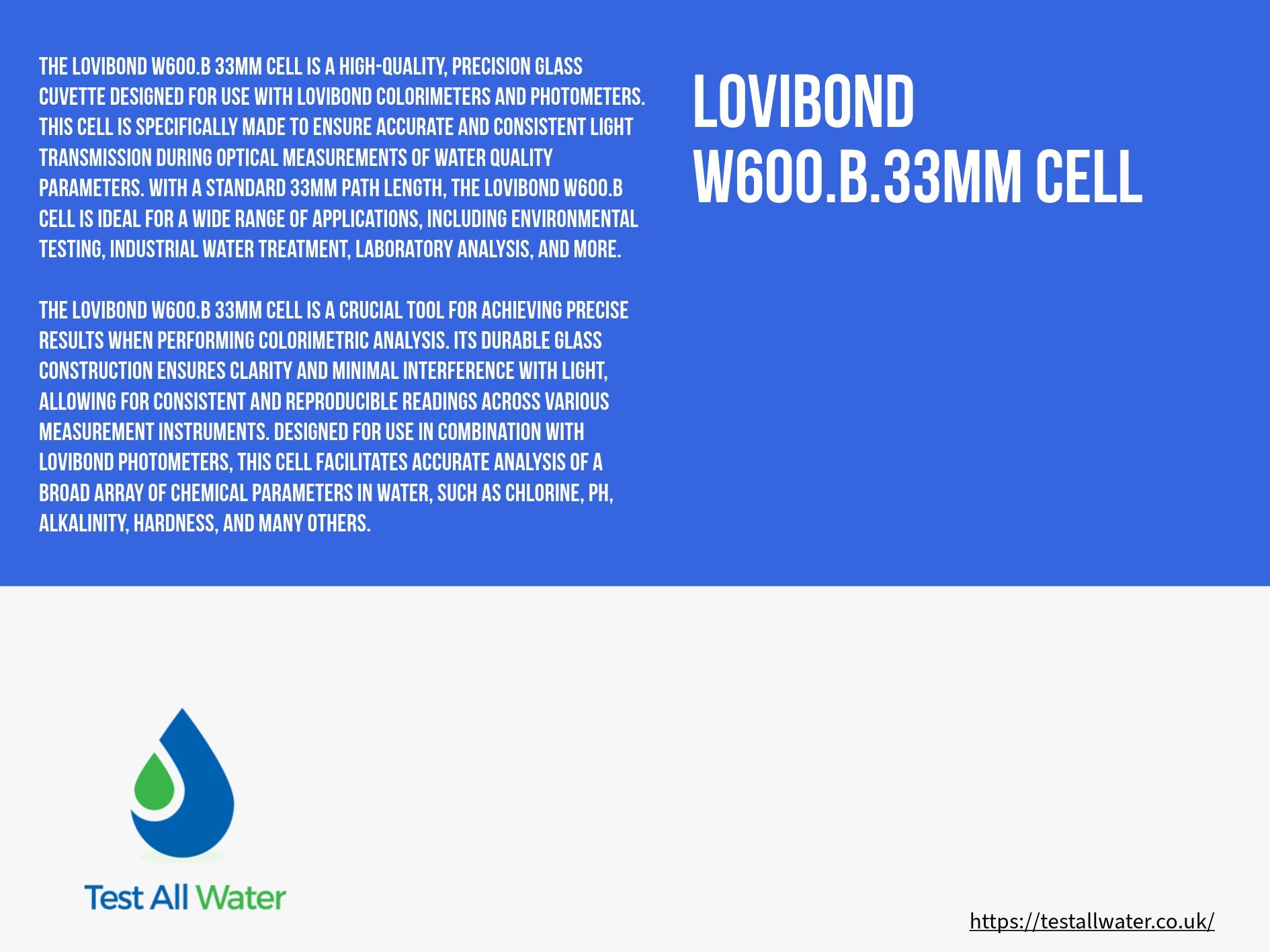 Lovibond W600.B.33mm Cell