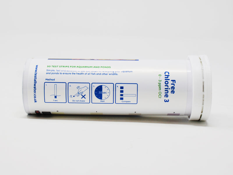 Aquarium Free Chlorine 3, 50 strips/pk Test All Water