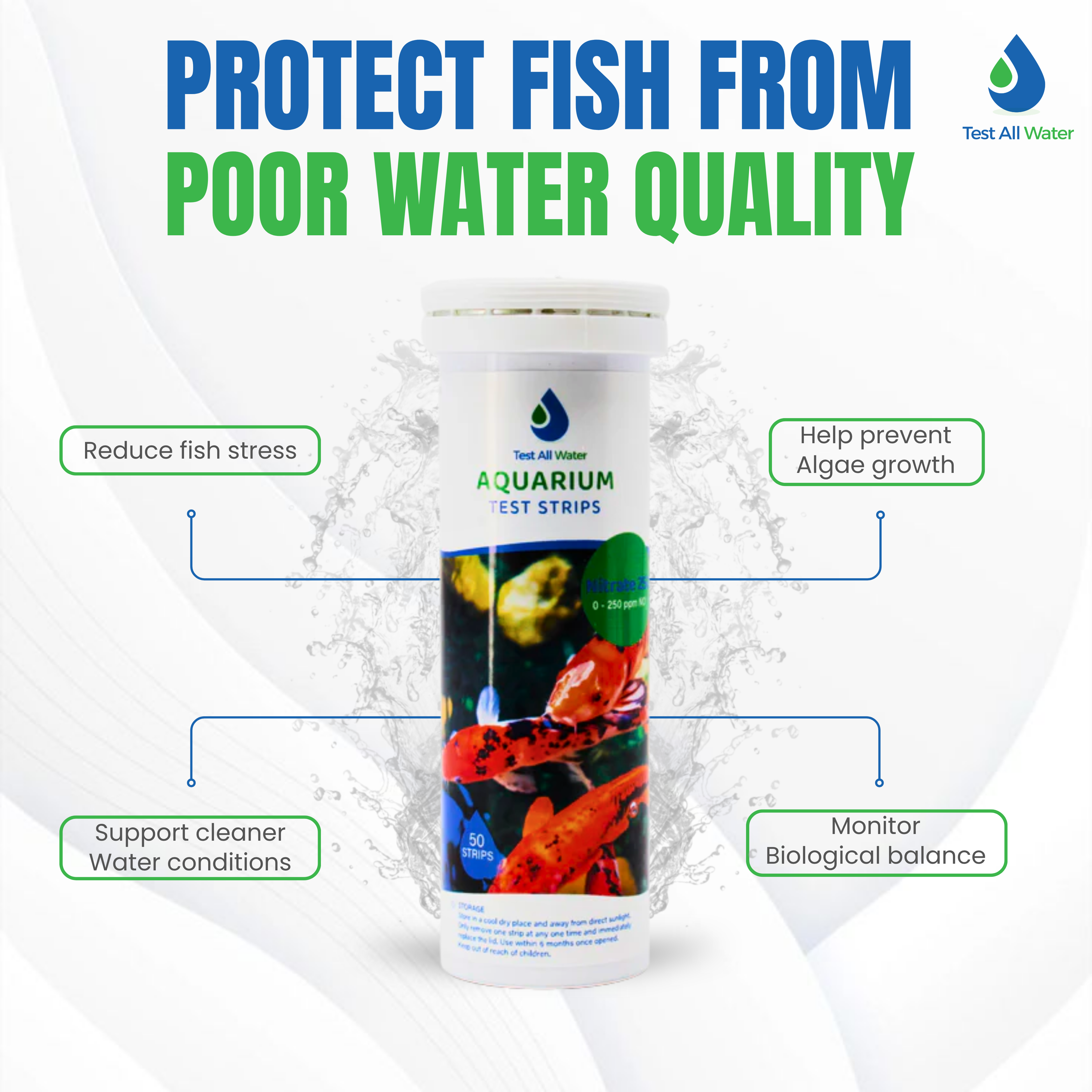 Aquarium Nitrate 250, 50 strips/pk Test All Water