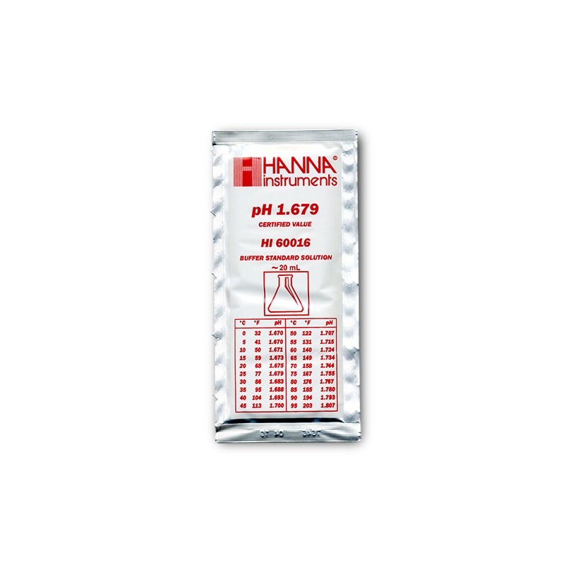 Hanna Instruments HI-60016-02 pH 1.679 Millesimal Buffer Solution (±0.002 pH), 25 x 20ml sachets