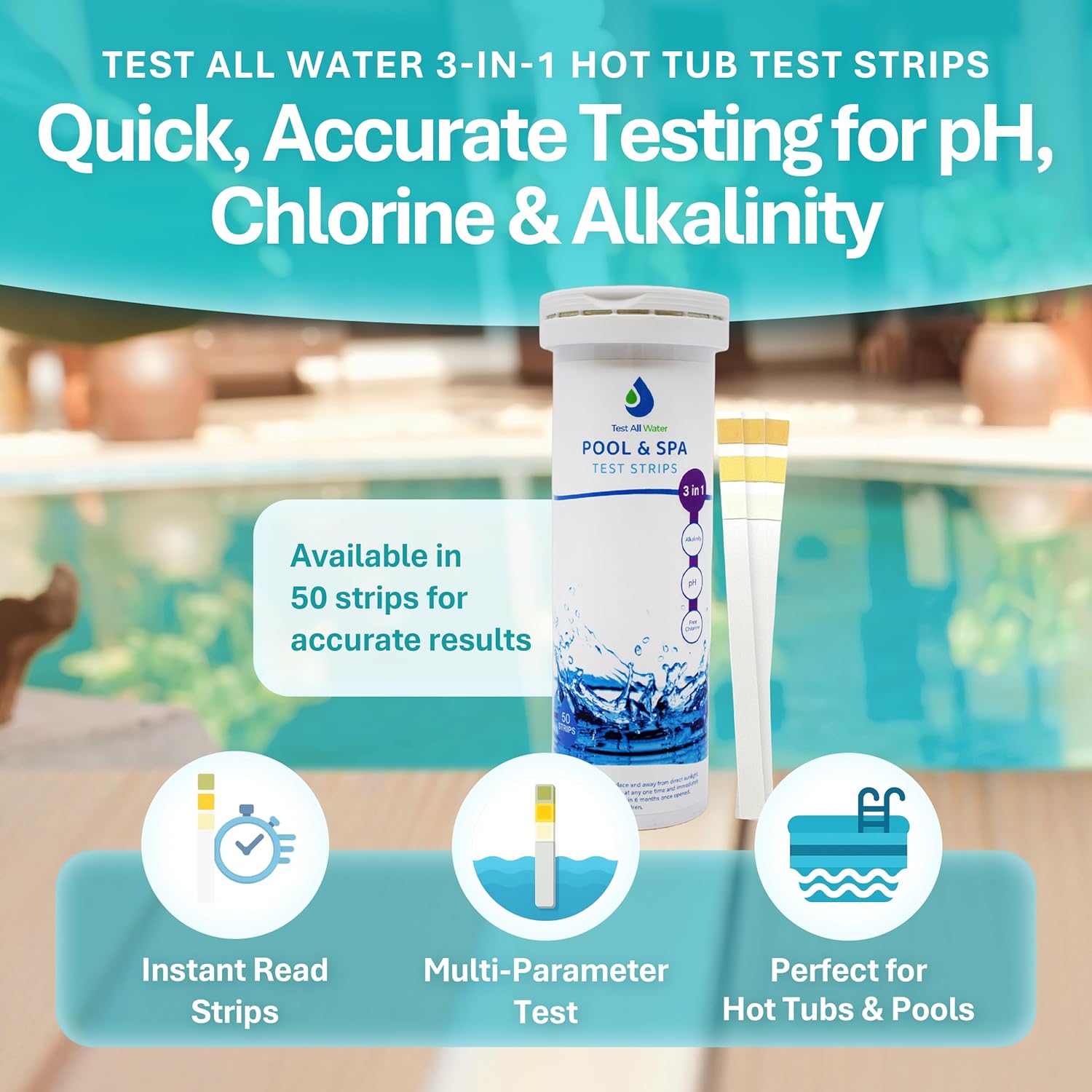 Test All Water 3 In 1 Hot Tub Test Strips