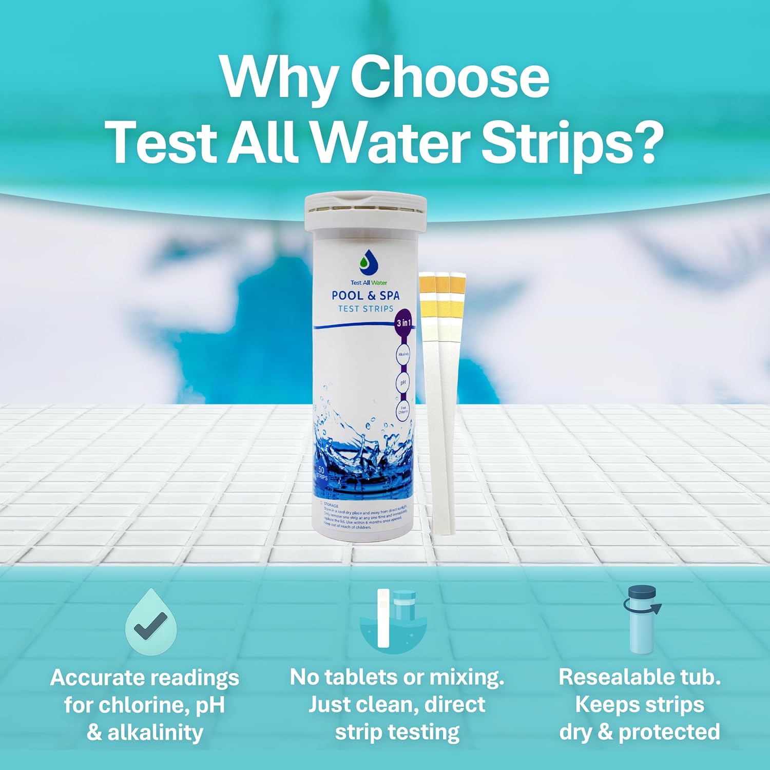 Test All Water 3 In 1 Hot Tub Test Strips