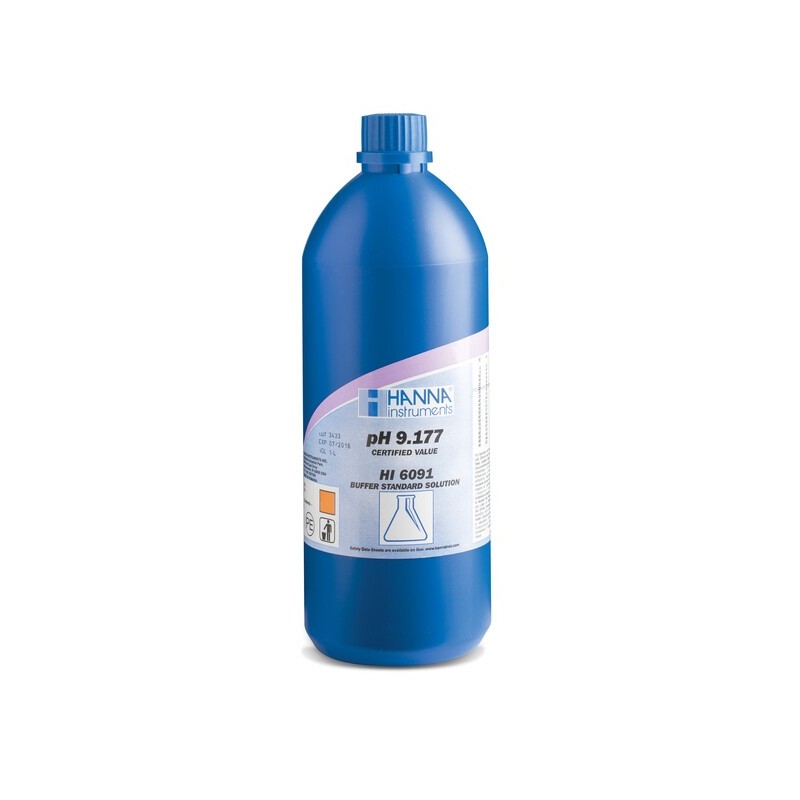 Hanna Instruments HI-6091 pH 9.177 Millesimal Buffer Solution, 500 mL bottle