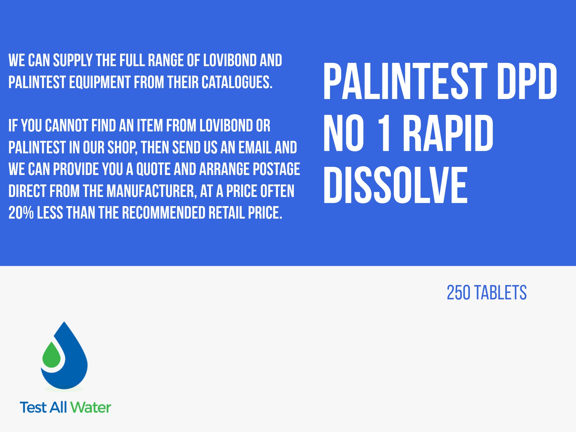 Palintest DPD No 1 Rapid Dissolve  250 Reagents(Boric Acid Free)